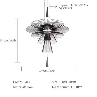 Royelux Modern Iron Wireframe Chandelier Pendant Light with GU10 Spotlight
