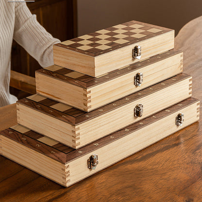 LuxRoyale Elegant Wooden Folding Chess Set with Felted Storage Interior