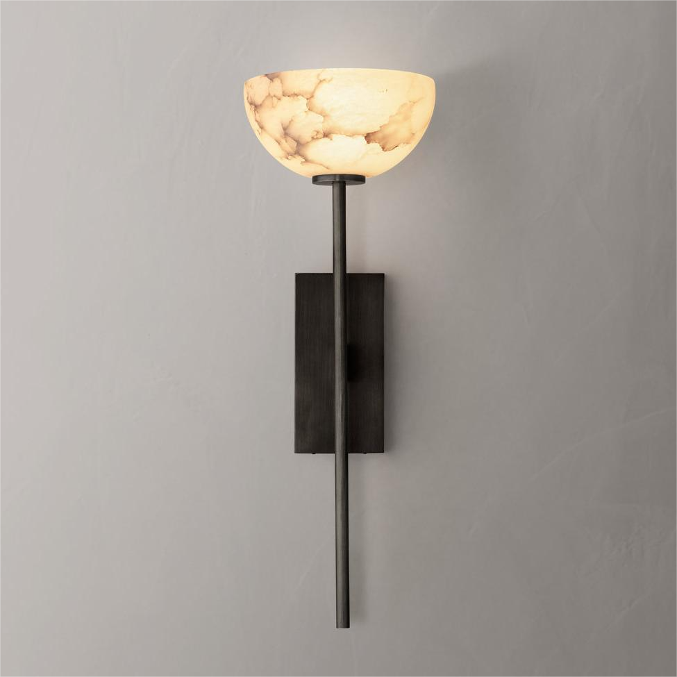 LuxRoyale Natural Marble & Solid Brass Wall Sconce - Elegant Modern Wall Light