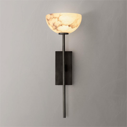 LuxRoyale Natural Marble & Solid Brass Wall Sconce - Elegant Modern Wall Light