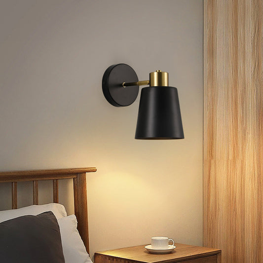 Royaleva Modern Brushed Black Gold Conical Wall Sconce, IP20 Conical Wall Light