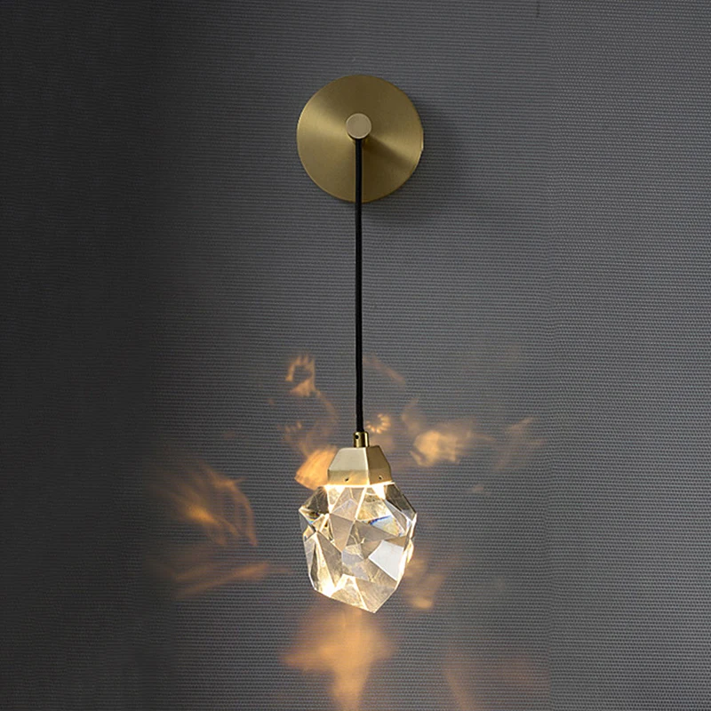 LuxRoyale Crystal Pendant Wall Light With Authentic K9 Crystal Prism Copper Finish