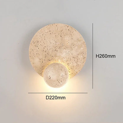 Royelux Natural Yellow Travertine Stone Wall Sconce-Modern LED Wabi Sabi Bedroom Light
