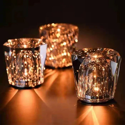 LuxRoyale Crystal Diamond Accent Lamp Rechargeable LED Tabletop Decor