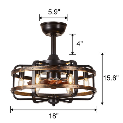 Royelux Industrial Flush Mount Ceiling Fan With Lights And Remote Control - Rustic Walnut Finish