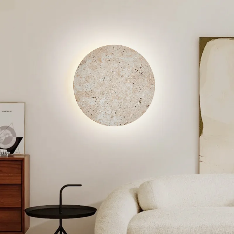 Royelux Minimal Wall Lamp With Natural Stone Texture WabiSabi Style For Calming Ambience