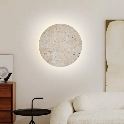 Royelux Minimal Wall Lamp With Natural Stone Texture WabiSabi Style For Calming Ambience