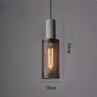 Royelux Industrial Concrete & Metal Pendant Light Fixture with Amber Glass Shade
