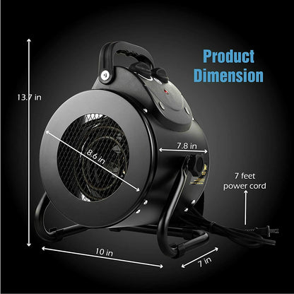 Luxora Electric Heater Fan for Greenhouse Grow Tent Workplace Fast Heating IPX4