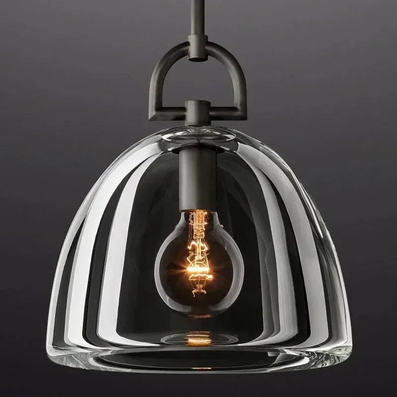 Royelux Modern Brass & Clear Glass Dome Pendant Light for Kitchen Island