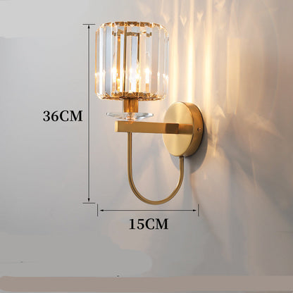 RoyaleGlow Modern Gold Crystal Wall Sconce Light Fixture For Living Room