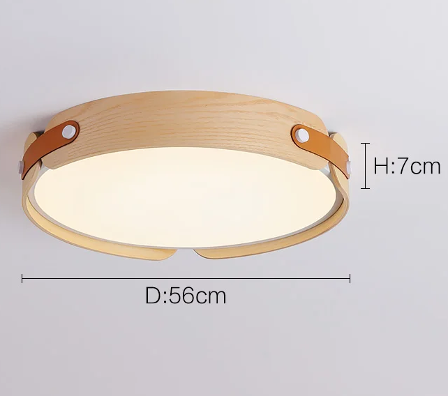 Royelux Wooden Halo Flush Mount Ceiling Light - Natural Wood LED Fixture with Remote Dimming