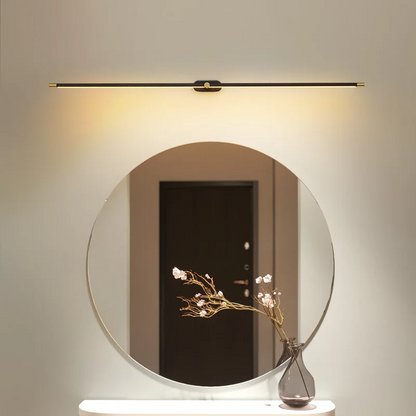 LuxRoyale Minimalist Linear Wall Lamp with Gold End Caps, Aluminum Construction