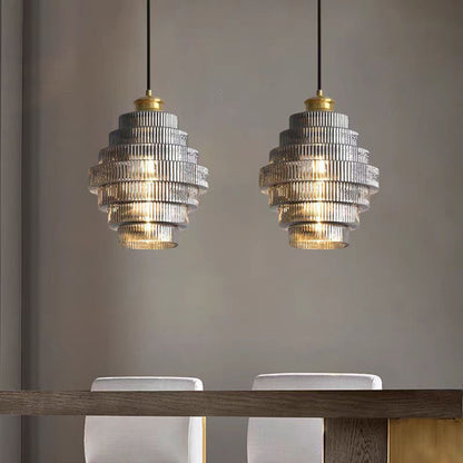 Royelux Tiered Glass Chandelier Pendant Light for Dining Room and Living Room