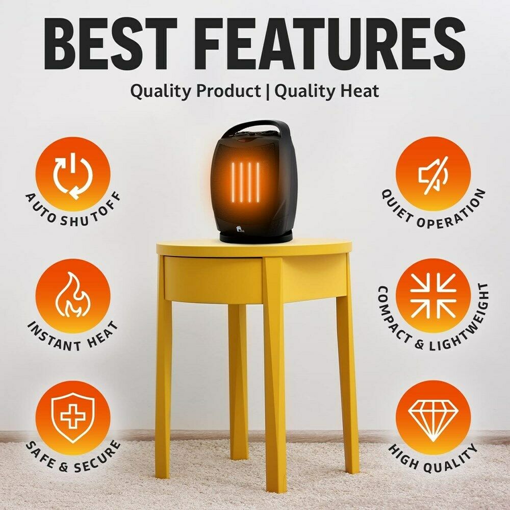 Royaleva Portable Electric Space Heater Super Quiet Oscillating Heater Fan Thermostat