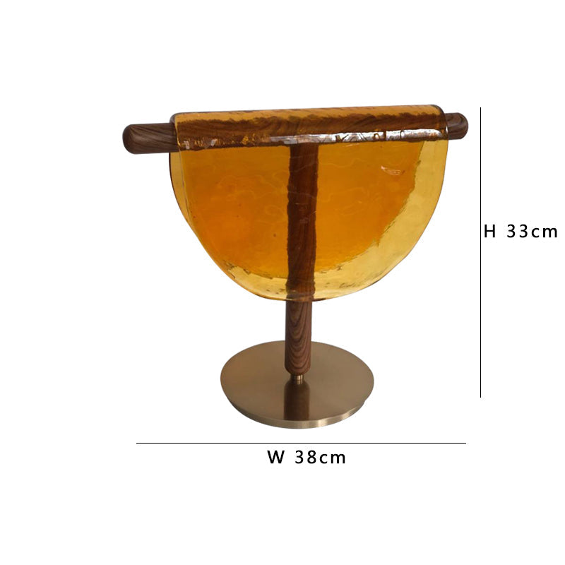 RoyaleGlow Half Moon Table Lamp Nordic Amber Glass LED Light