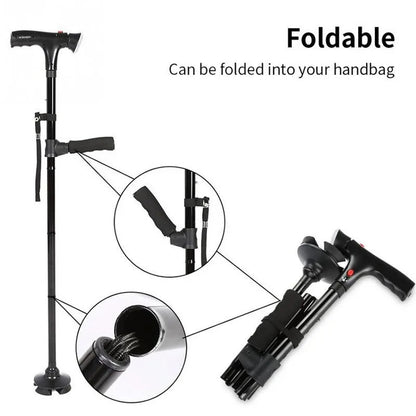 Luxora Adjustable Walking Cane with LED Light and Alarm