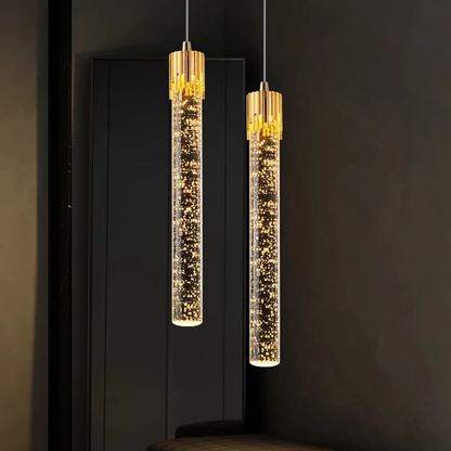 Royelux Modern Gold Crystal LED Pendant Light for Bedside or Island