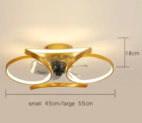 Royelux Modern LED Flush Mount Ceiling Fan with Light & Remote for Bedroom Living Room