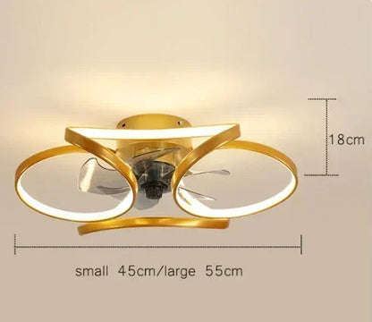 Royelux Modern LED Flush Mount Ceiling Fan with Light & Remote for Bedroom Living Room