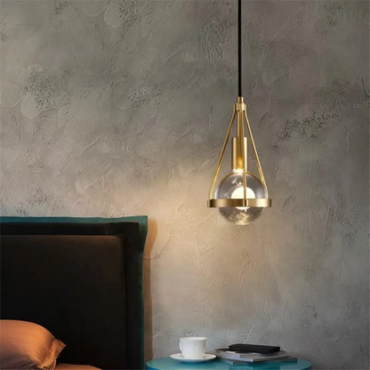Royelux Nordic Gold Pendant Light with Crystal Globe, Modern Farmhouse Style