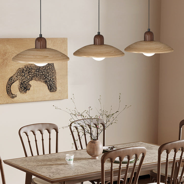 LuxRoyale Japanese Walnut Pendant Light, Wabi-Sabi Handcrafted Minimalist Fixture