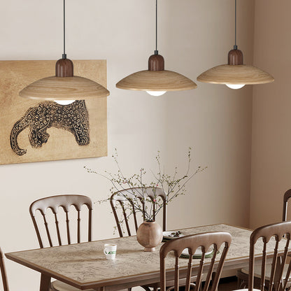 LuxRoyale Japanese Walnut Pendant Light, Wabi-Sabi Handcrafted Minimalist Fixture