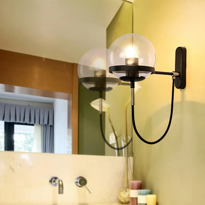 Royallure Retro Spherical Wall Sconce Lighting with Elegant Glass and Iron Design