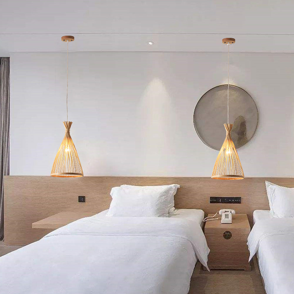 Royelux Artisan Tapered Bamboo Pendant Light for Organic Decor