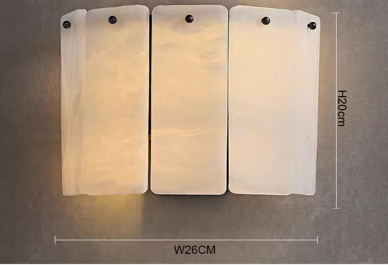 RoyaleGlow Modern Alabaster Wall Sconce - Luxury Layered Stone LED Light for Living Room