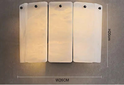 RoyaleGlow Modern Alabaster Wall Sconce - Luxury Layered Stone LED Light for Living Room