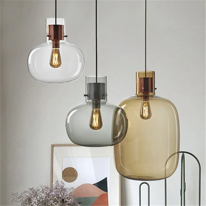 Royelux Modern Nordic Glass Globe Pendant Light - Kitchen Island & Dining Room Hanging Lamp