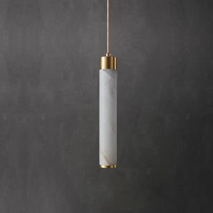 Royelux Alabaster Cylinder Pendant Light with Brass Accents - Modern Elegance