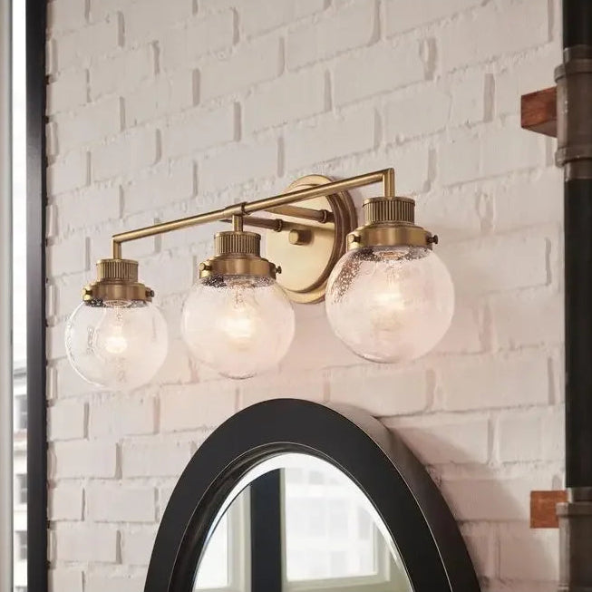 Royelux 24-Inch 3-Head Poppy Vanity Light with Ribbed Glass Globes