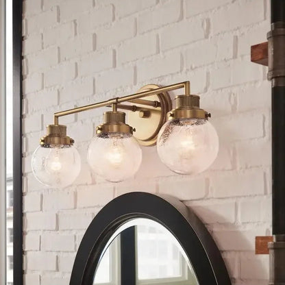 Royelux 24-Inch 3-Head Poppy Vanity Light with Ribbed Glass Globes