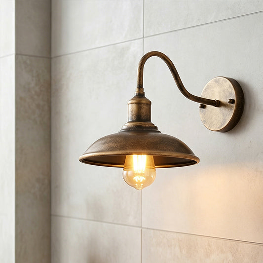 Royelux Vintage Farmhouse Gooseneck Outdoor Barn Light-Bronze Industrial Wall Sconce