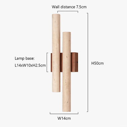 LuxRoyale Travertine Stone Wall Sconce Light - Modern Up Down Bedroom Lamp 50cm