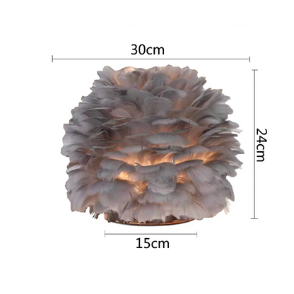 RoyaleGlow Feather Accent Table Lamp - Elegant Plumes, Gold Base for Bedroom Decor