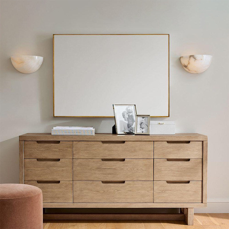 LuxRoyale Alabaster Wall Sconce-Elegant Half-Moon Uplight for Modern Interiors