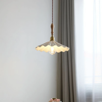 LuxRoyale White Ceramic Wavy Ceiling Pendant Light Fixture for Kitchen Island