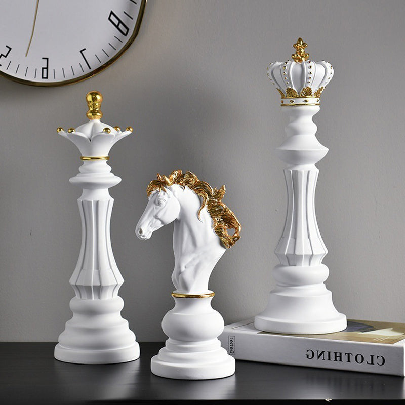 Royelux Modern Chess Statues - King, Queen & Knight Home Decor