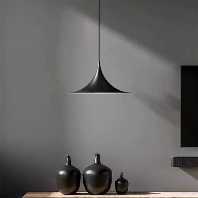 RoyaleGlow Modern Minimalist Cone Pendant Light - Metal Spire Hanging Lamp