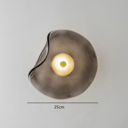 LuxRoyale Japandi Curved Glass LED Wall Sconce Light with Warm White Glow