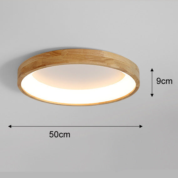 RoyaleGlow Modern Wood LED Flush Mount Ceiling Light-Minimalist Round Fixture