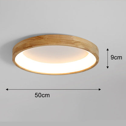 RoyaleGlow Modern Wood LED Flush Mount Ceiling Light-Minimalist Round Fixture
