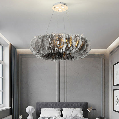 RoyaleGlow Nordic Feather Chandelier Modern LED Pendant Light for Living Room