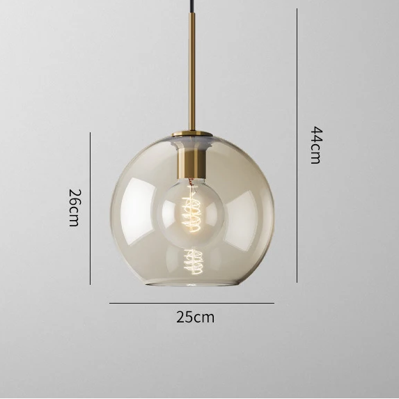 LuxRoyale Modern Glass Globe Pendant Light with Brushed Gold Accent
