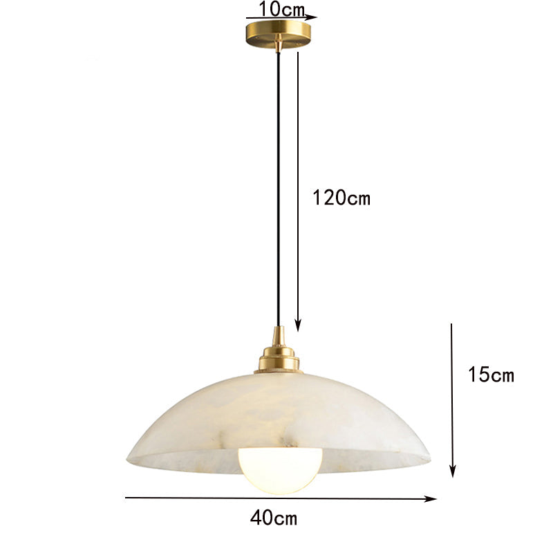 Royelux Alabaster Dome Pendant Light - Natural Stone Ceiling Fixture for Kitchen Island