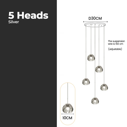 LuxRoyale Cascading Crystal Drop Chandelier for Staircase Entryway Lighting