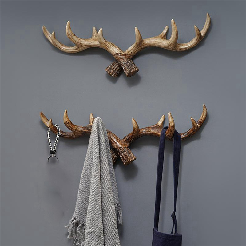 RoyaleGlow Rustic Antler Wall Mounted Coat Rack - Multi Hook Entryway Organizer